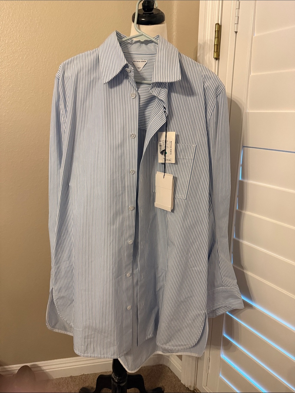 Bottega veneta Light Blue Pinstripe women’s Dress